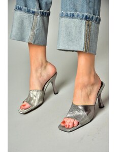 Fox Shoes S590433414 Platinum Silvery Thin Heeled Women's Slippers