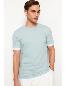 Trendyol Mint Regular/Normal Fit Textured Color Block T-Shirt