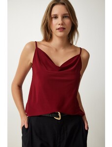 Happiness İstanbul Women's Claret Red Strappy Collar Sandy Knitted Blouse