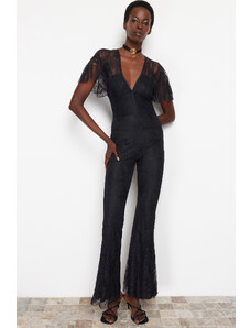 Trendyol Black Lace Collar Detailed Jumpsuit