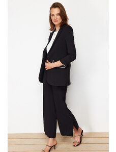 Trendyol Black Pearl Detailed Crepe Jacket Trousers Woven Bottom Top Set