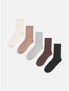 Sinsay - Sada 5 párů ponožek s vysokým podílem bavlny - béžová