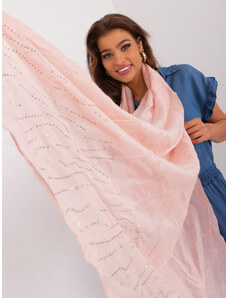 Fashionhunters Světle růžový dámský šátek s kamínky