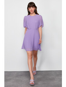 Trendyol Purple Skirt Pleated Lined Chiffon Woven Mini Dress