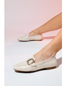 LuviShoes AVINO Beige Skin Women's Stony Women's Loafer Shoes