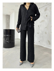 BİKELİFE Women Zebra Pattern Satin Shirt Pants Suit