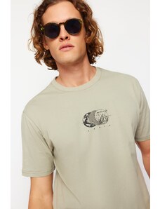 Trendyol Mint Relaxed Printed 100% Cotton T-Shirt