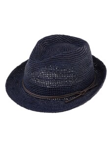 Fiebig Trilby Raffia Crochet - slaměný modrý klobouk s koženou stuhou