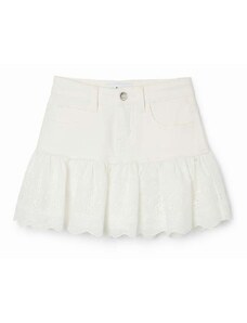 Dětská riflová sukně Desigual bílá barva, mini, áčková
