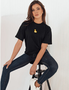 BASIC Černé tričko s výšivkou kačenky MIA ROSE Černá