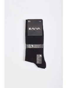 Avva Men's Black Plain Cashmere Crew Socks