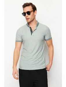 Trendyol Mint Regular/Normal Fit Color Block Textured Polo Neck T-shirt