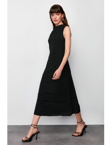 Trendyol Black Detachable Collar Cut Out Detailed Woven Midi Dress