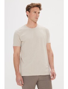 AC&Co / Altınyıldız Classics Men's Beige Slim Fit Slim Fit Crew Neck Soft Button Basic T-Shirt