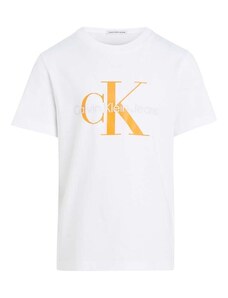 Dětské bavlněné tričko Calvin Klein Jeans bílá barva, s potiskem
