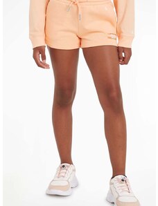 Dětské bavlněné šortky Calvin Klein Jeans oranžová barva, hladké, nastavitelný pas