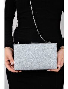 LuviShoes MARSEILLE Silver Sand Glitter Women's Evening Dress Bag