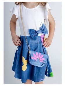 By Mini - butik Flower denim šaty s kabelkou
