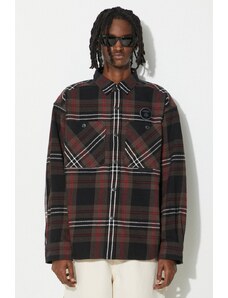 Bavlněná košile AAPE Long Sleeve Shirt Flannel hnědá barva, relaxed, s klasickým límcem, AST8466