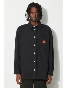 Bavlněná košile Kenzo Boke Crest Oversized Shirt černá barva, relaxed, s klasickým límcem, FD65CH5079LA.99