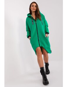 RELEVANCE Dlouhé mikinové šaty na zip RV-BL-6832 zelené