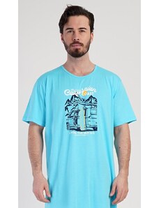 Cool Comics Pánská noční košile s krátkým rukávem California - azurová