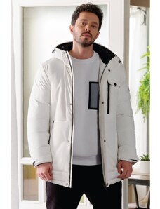 Avva Men's White Water Repellent Windproof With Thermometer Inflatable Comfort Fit Comfortable Cut Coat