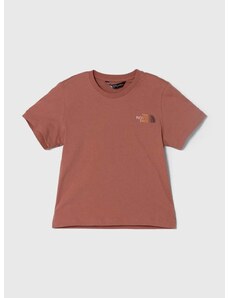 Dětské bavlněné tričko The North Face RELAXED GRAPHIC TEE 2 hnědá barva