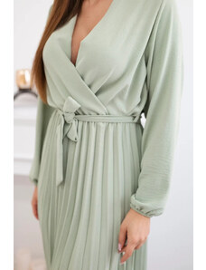 K-Fashion Šaty se svázaným plisovaným lemem světlá khaki