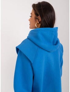Fashionhunters Tmavě modrá dámská oversize mikina s kapucí