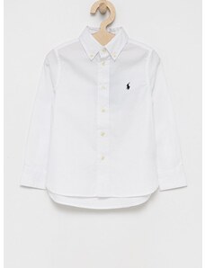 Dětská bavlněná košile Polo Ralph Lauren bílá barva