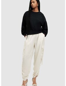 Kalhoty AllSaints dámské, bílá barva, široké, high waist