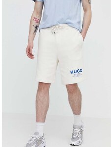 Bavlněné šortky Hugo Blue béžová barva