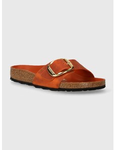 Kožené pantofle Birkenstock Madrid Big Buckle dámské, oranžová barva, 1026612