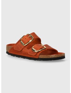 Kožené pantofle Birkenstock Arizona Big Buckle dámské, oranžová barva, 1026661