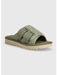 Semišové pantofle UGG Goldencoast Strap Slide pánské, zelená barva, 1142730