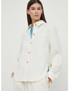 Košile Samsoe Samsoe ESMEL dámská, béžová barva, regular, s klasickým límcem, F23300164
