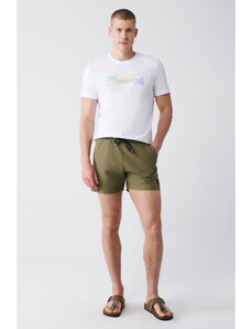 Avva Khaki Quick Dry Standard Size Plain Comfort Fit Swimsuit Sea Shorts