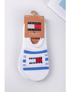 Tommy Hilfiger Modro-bílé kotníkové ponožky TJ Footie Tommy Stripe - dvojbalení