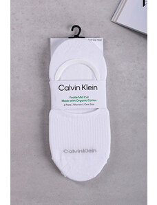 Calvin Klein Dámské bílé balerínkové ponožky Footie Mid-Cut Rib - dvojbalení
