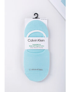 Calvin Klein Dámské modro-bílé balerínkové ponožky Footie Mid-Cut Rib - dvojbalení
