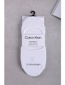 Calvin Klein Dámské bílé balerínkové ponožky Footie Mid-Cut - dvojbalení