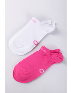 Calvin Klein Fuchsiovo-bílé kotníkové ponožky Sneaker Gripper - dvojbalení
