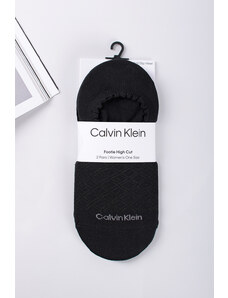 Calvin Klein Dámské černé balerínkové ponožky Footie High-Cut Diamond Open Work - dvojbalení