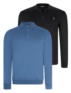 DOUBLE SET V4007 DEWBERRY MEN'S SWEATSHIRT-BLACK-INDIGO