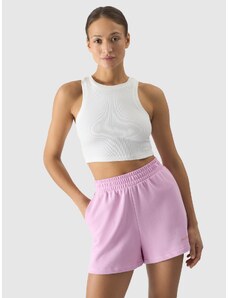 4F Dámský crop top slim - krémový