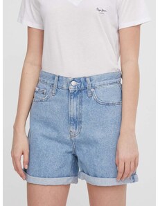 Džínové šortky Calvin Klein Jeans dámské, hladké, high waist, J20J222800