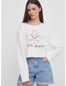 Bavlněná mikina Pepe Jeans Lorelai dámská, béžová barva, s potiskem