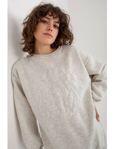 EX MODA Oversize mikina Lion světle šedá