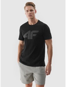 4F Pánské tričko regular s potiskem - černé